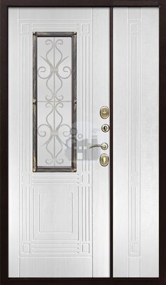 входная двустворчатая дверь с ковкой и стеклопакетом - внутренняя часть двери ДВ-1803